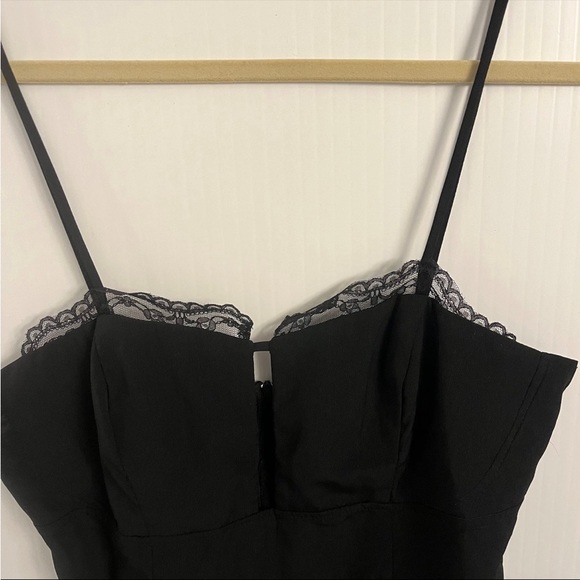 Black vintage look slip Dress lace mini strappy lbd - Picture 3 of 8